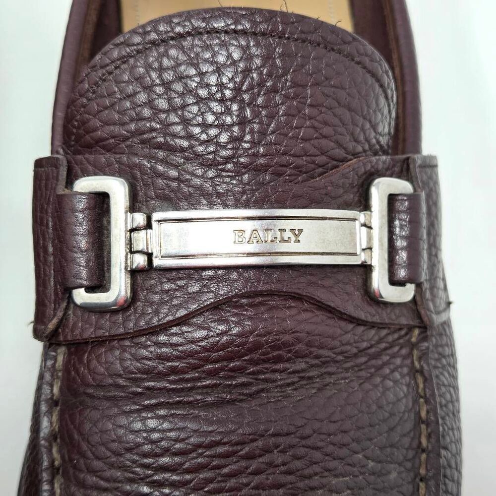 BALLY SWISS CORTON BROWN LEATHER SILVER STRAP BIT LOAFERS MENS SIZE 11 D - Picture 3 of 8